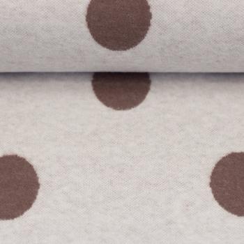 Preview: Jacquard-Jersey Ottoman Emily mit braunen Punkten auf Naturweiß